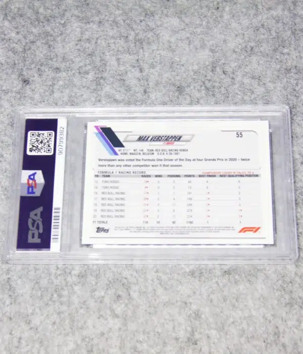 2021 Max Verstappen #55 Topps Chrome F1 Sapphire Edition PSA 10 GEM MT - back