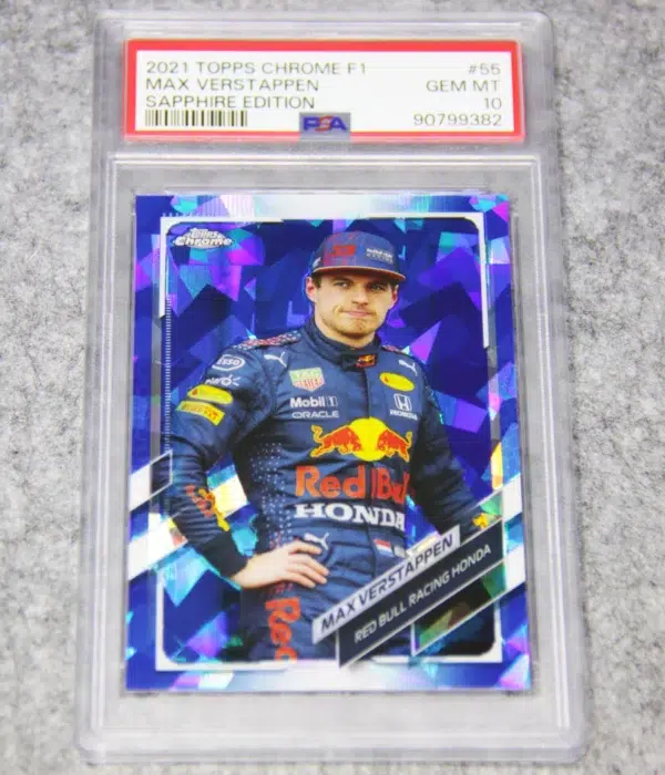 2021 Max Verstappen #55 Topps Chrome F1 Sapphire Edition PSA 10 GEM MT - front
