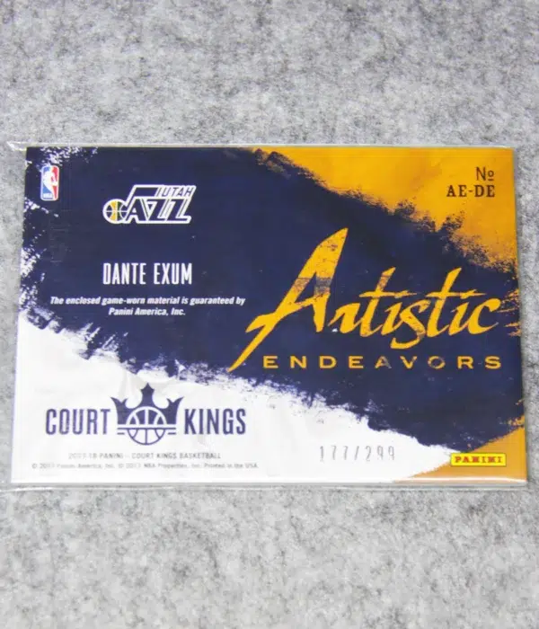 2017-18 Dante Exum #AE-DE Panini Court Kings Artistic Endeavors SN#77 - back