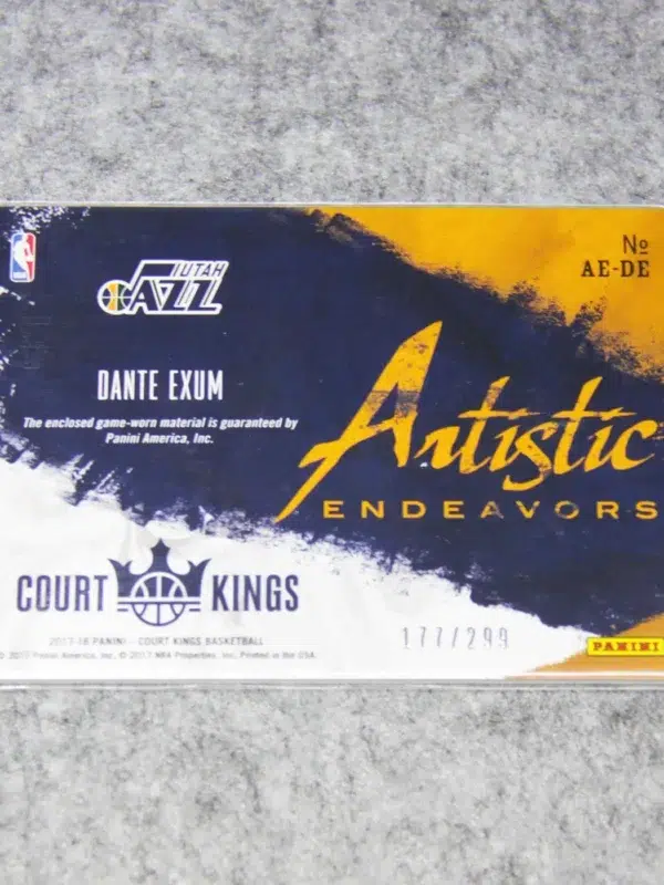 2017-18 Dante Exum #AE-DE Panini Court Kings Artistic Endeavors SN#77 - back