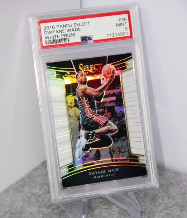 2018-19 Dwyane Wade #36 Panini Select Concourse White Prizm PSA 9 MINT SN#27 - stand
