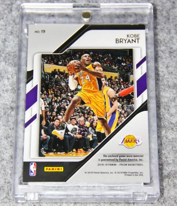 2018-19 Kobe Bryant #19 Panini Prizm Sensational Swatches Game Worn Yellow Patch - back