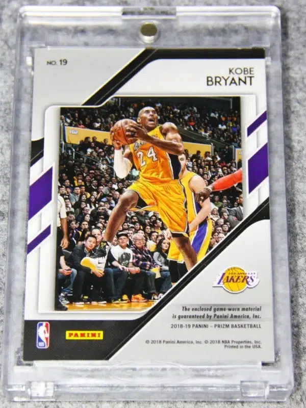 2018-19 Kobe Bryant #19 Panini Prizm Sensational Swatches Game Worn Yellow Patch - back
