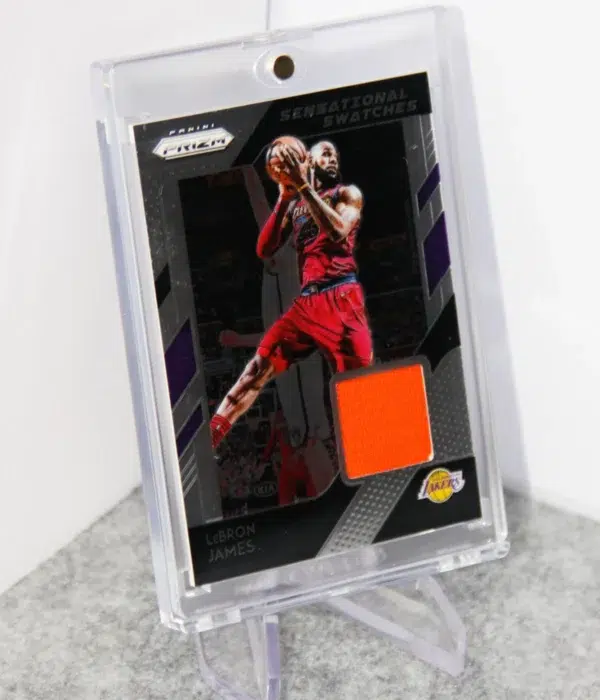 2018-19 LeBron James #59 Panini Prizm Sensational Swatches Orange GU Patch - stand