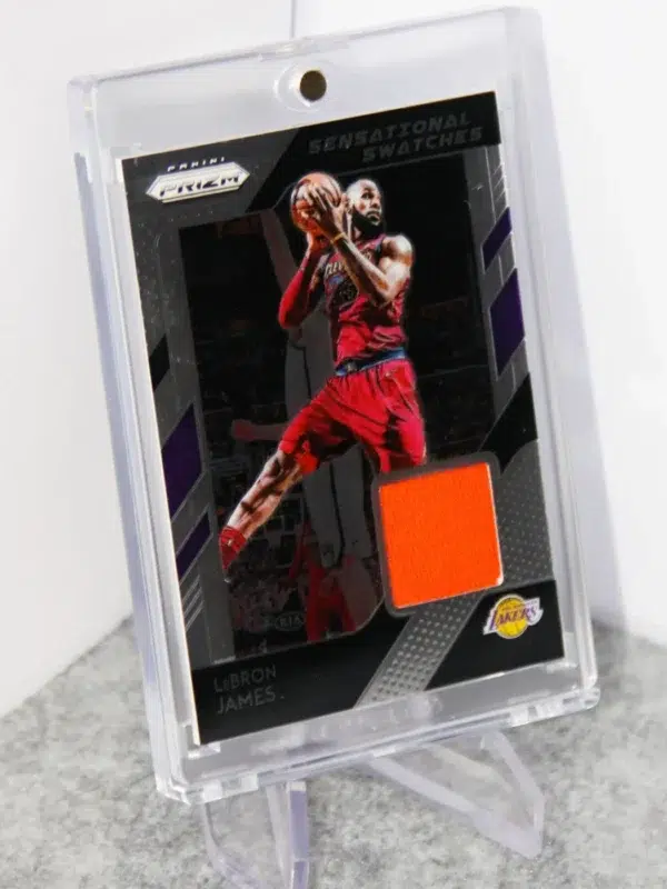 2018-19 LeBron James #59 Panini Prizm Sensational Swatches Orange GU Patch - stand
