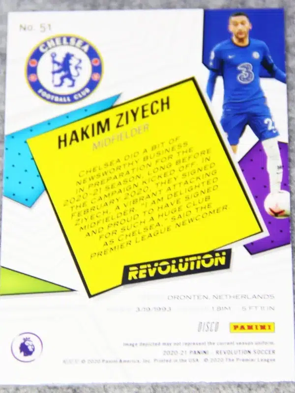 2020-21 Hakim Ziyech #51 Panini Revolution Premier League Disco - back