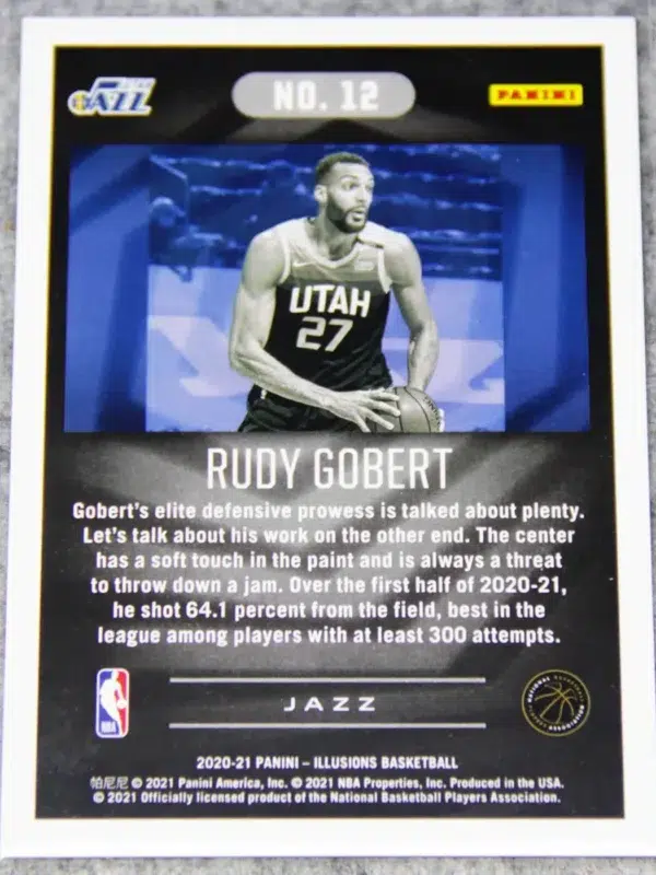 2020-21 Rudy Gobert #12 Panini Illusions Gold Parallel SN#8 - back