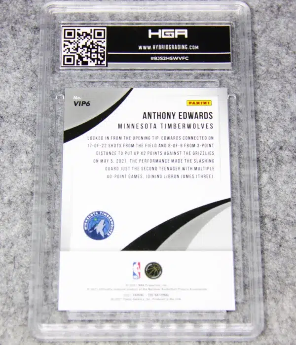 2021-22 Anthony Edwards #VIP6 Panini The National Convention VIP HGA 9.5 GEM MT - back