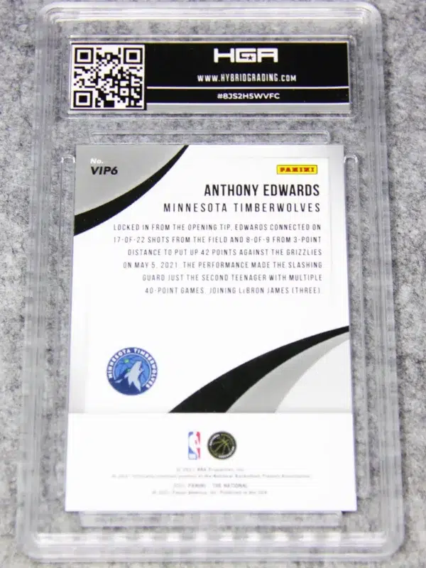 2021-22 Anthony Edwards #VIP6 Panini The National Convention VIP HGA 9.5 GEM MT - back