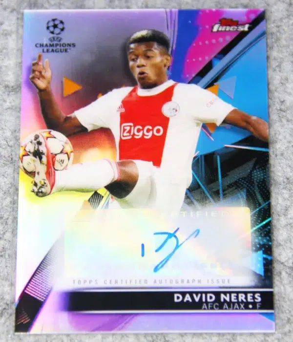 2021-22 David Neres #BA-DN Topps Finest UEFA Champions League Autograph - front