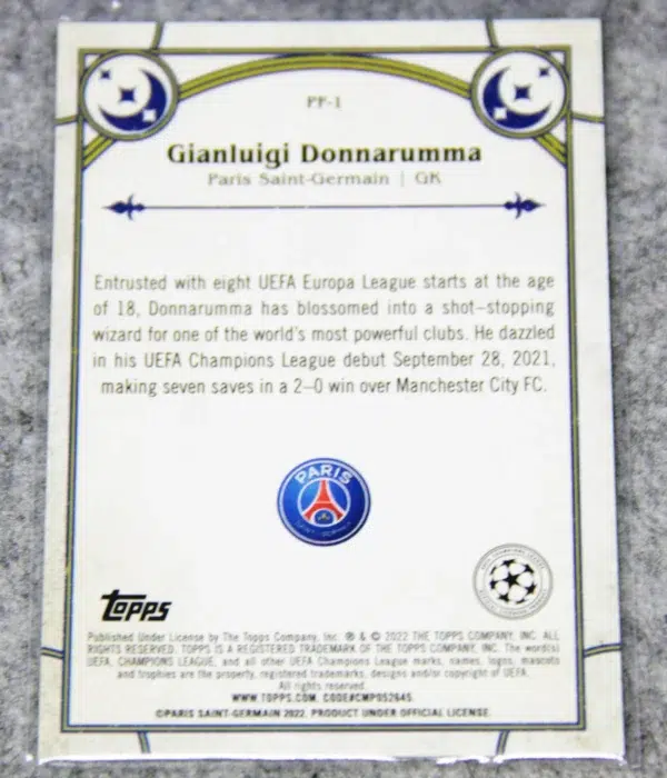 2021-22 Gianluigi Donnarumma #PF-1 Topps Merlin UEFA Champions League Prohegy Fulfilled - back