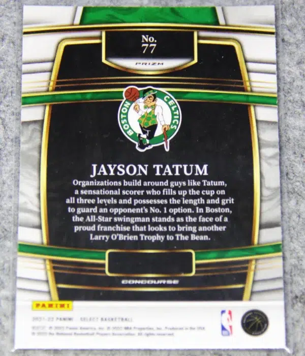 2021-22 Jayson Tatum #77 Panini Select Concourse Orange Flash Prizm - back