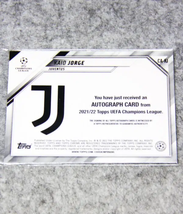2021-22 Kaio Jorge #CA-KJ Topps Chrome UEFA Champions League Certified Autograph Issue RC - back