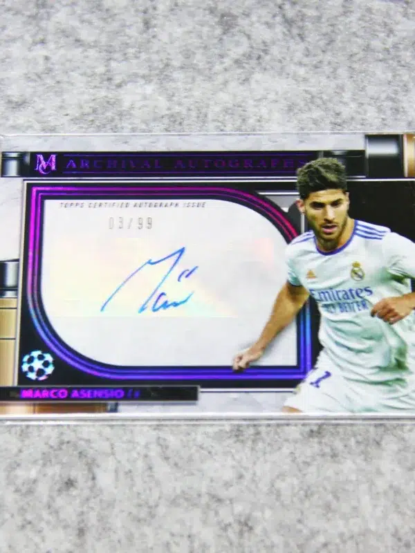 2021-22 Marco Asensio #AA-AS Topps UEFA CL Museum Collection Archival Amethyst Autograph SN#3 - front