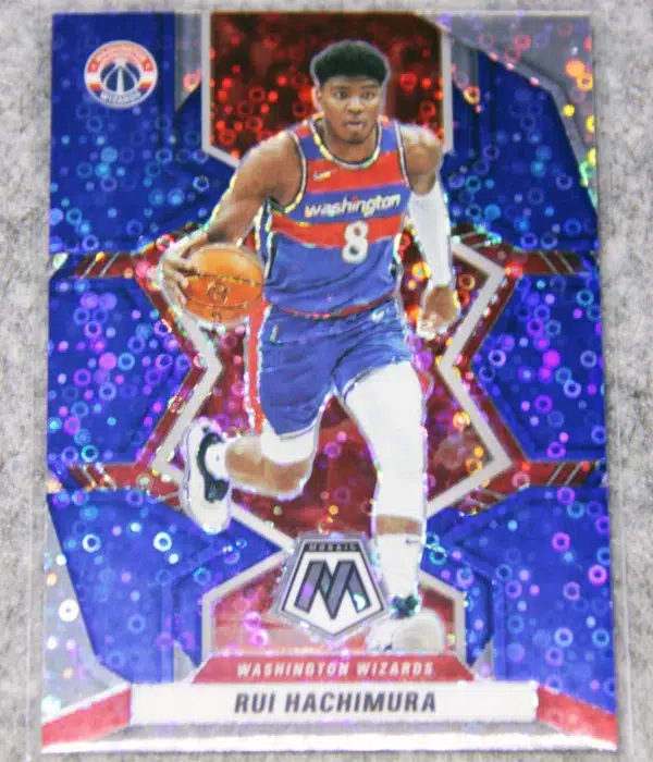 2021-22 Rui Hachimura #152 Panini Mosaic Fast Break Blue Disco Prizm SN#39 - front