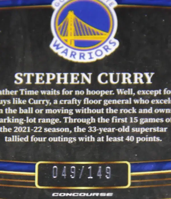 2021-22 Stephen Curry #94 Panini Select White Prizm PSA 9 MINT SN#49 - detail