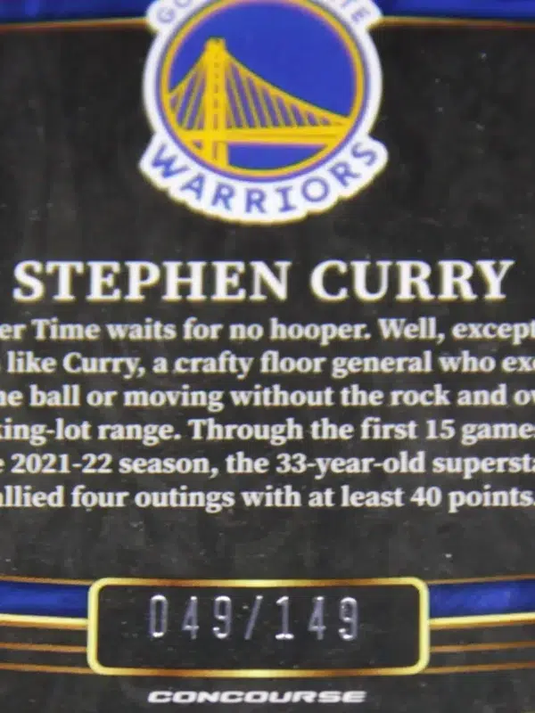 2021-22 Stephen Curry #94 Panini Select White Prizm PSA 9 MINT SN#49 - detail