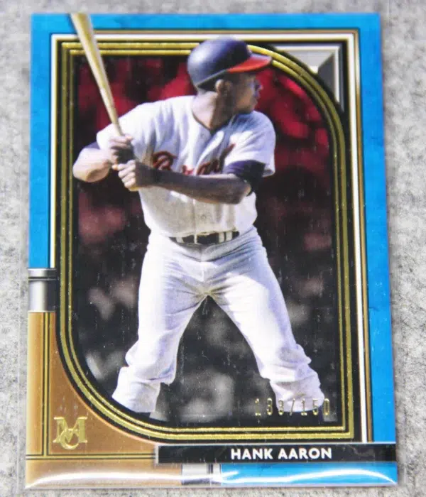 2021 Hank Aaron #55 Topps Museum Collection Blue Parallel SN#133 - front