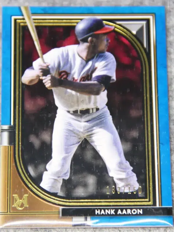 2021 Hank Aaron #55 Topps Museum Collection Blue Parallel SN#133 - front