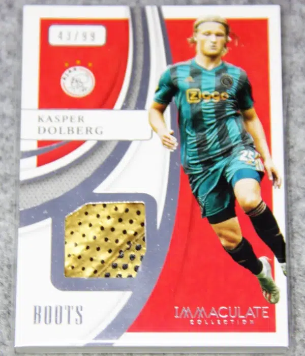 2021 Kasper Dolberg #BM-KD Panini Immaculate Boots Game Used Soccer Shoe Swatch SN#43 - front