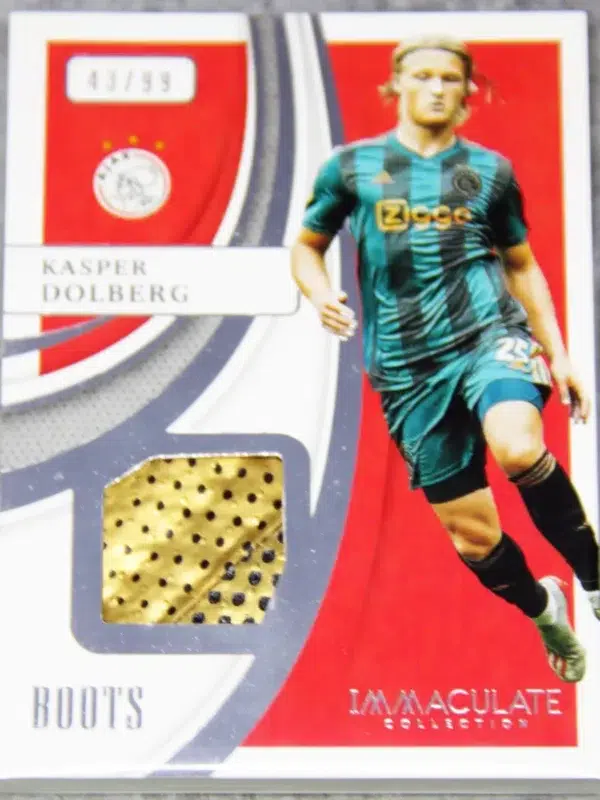 2021 Kasper Dolberg #BM-KD Panini Immaculate Boots Game Used Soccer Shoe Swatch SN#43 - front