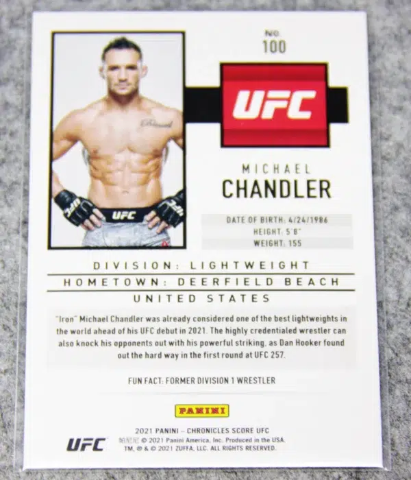 2021 Michael Chandler #100 Panini Chronicles Score RC - back