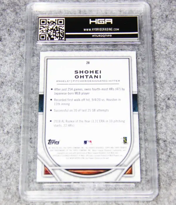 2021 Shohei Ohtani #28 Topps Tribute Green SN#32 HGA 9 MINT - back