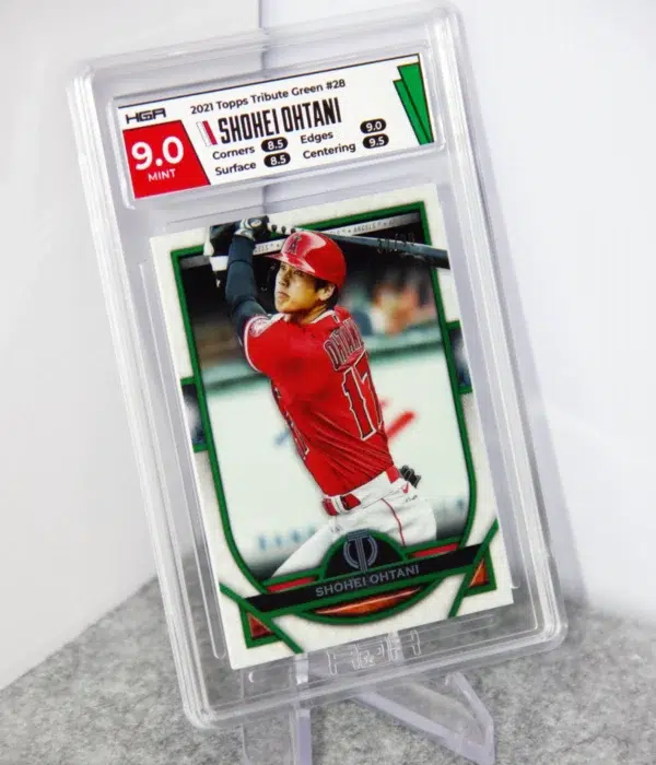 2021 Shohei Ohtani #28 Topps Tribute Green SN#32 HGA 9 MINT - stand