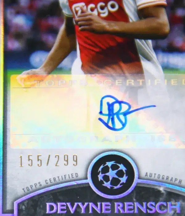 2022-23 Devyne Rensch #AA-DR Topps UEFA Champions League Museum Collection Archival Autographs SN#155 - detail