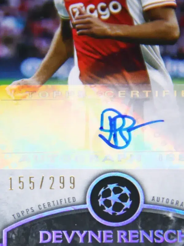 2022-23 Devyne Rensch #AA-DR Topps UEFA Champions League Museum Collection Archival Autographs SN#155 - detail