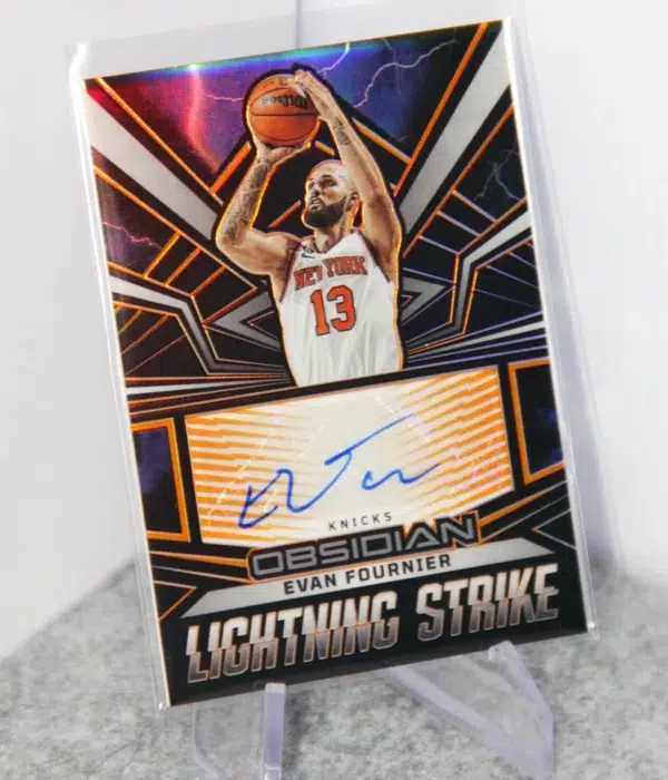 2022-23 Evan Fournier #LS-EKN Panini Obsidian Electric Etch Orange Autograph SN#46 - stand