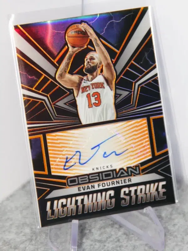 2022-23 Evan Fournier #LS-EKN Panini Obsidian Electric Etch Orange Autograph SN#46 - stand
