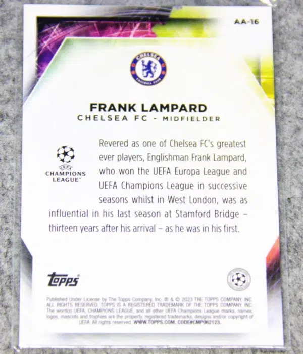 2022-23 Frank Lampard #AA-16 Topps Merlin UEFA Champions League Ageless Alchemy - back