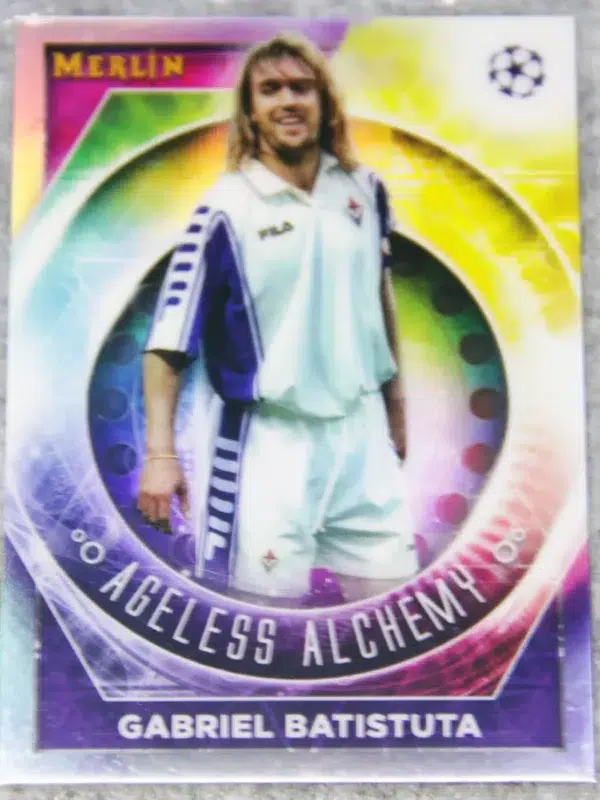 2022-23 Gabriel Batistuta #AA-18 Topps Merlin UEFA Champions League Ageless Alchemy - front