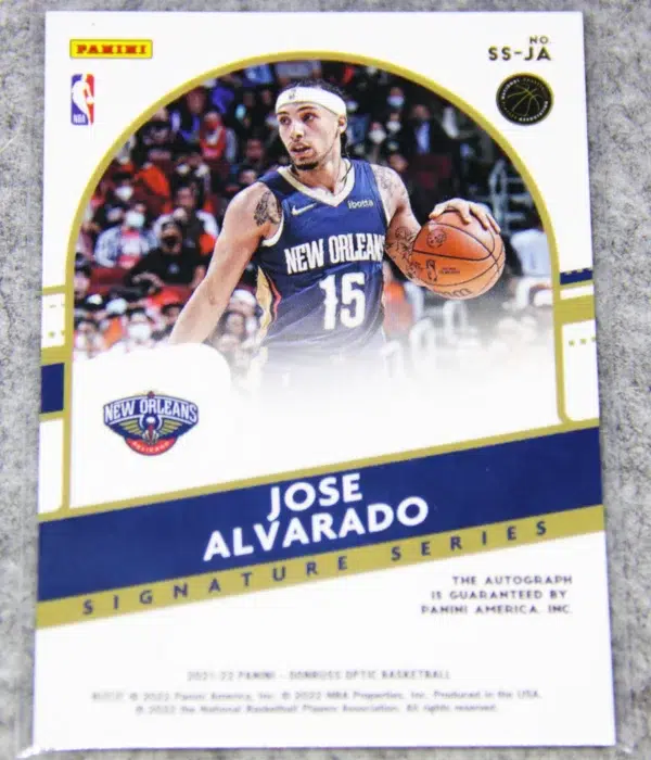 2022-23 Jose Alvarado #SS-JA Panini Donruss Optic Signature Series RC - back