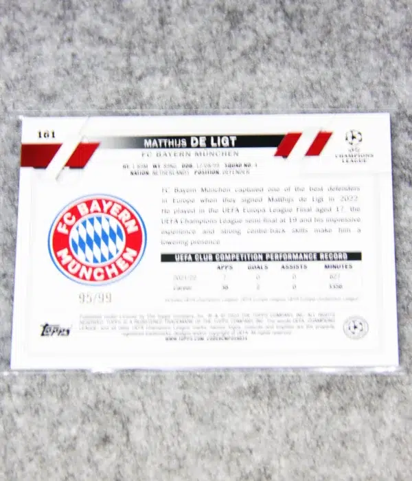 2022-23 Matthijs de Ligt #161 Topps UEFA Club Competitions Icy Blue Foil SN#95 - back