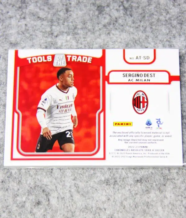 2022-23 Sergino Dest #AT-SD Panini Chronicles Absolute Soccer Tools of the Trade SN#189 - back