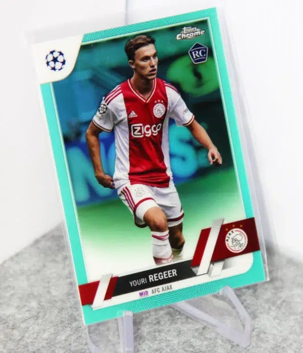 2022-23 Youri Regeer #179 Topps Chrome UEFA Champions League Aqua Wave Refractor SN#129 - stand