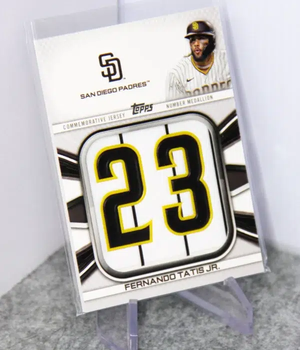 2022 Fernando Tatis Jr. #JNM-FT Topps Series 1 Commemorative Jersey Number Medallion - stand