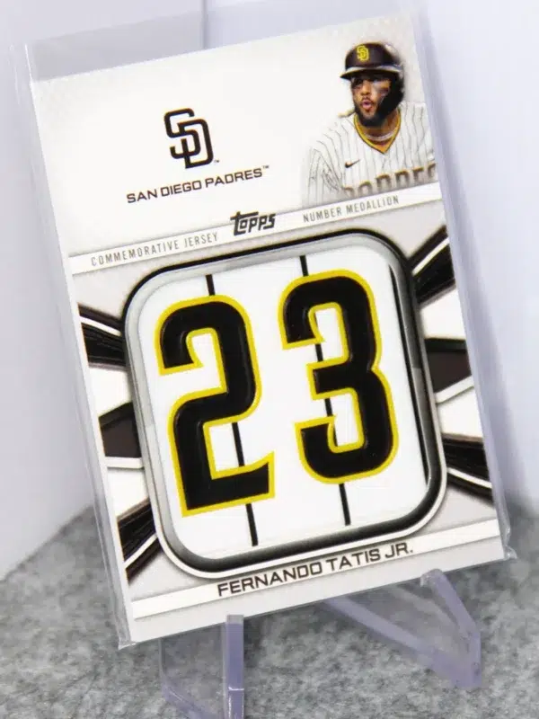 2022 Fernando Tatis Jr. #JNM-FT Topps Series 1 Commemorative Jersey Number Medallion - stand