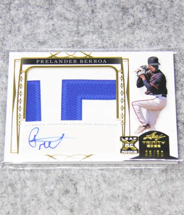 2022 Prelander Berroa #PA-PB1 Leaf Trinity Baseball Patch Autograph RC SN#35 - front
