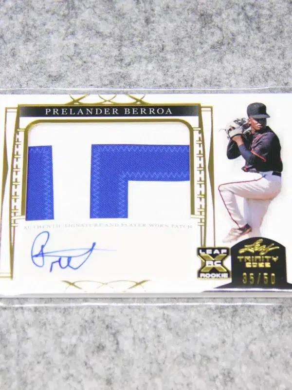 2022 Prelander Berroa #PA-PB1 Leaf Trinity Baseball Patch Autograph RC SN#35 - front