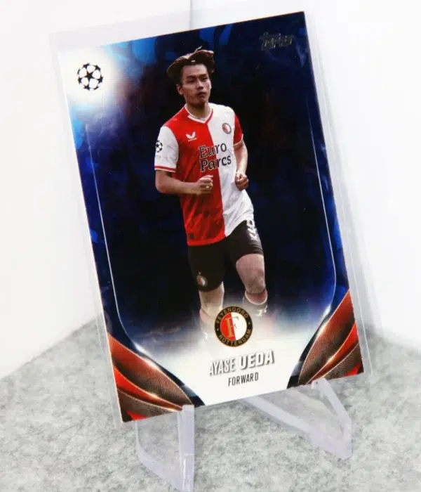 2023-24 Ayase Ueda #138 Topps UEFA Europa League Blue Inferno Refractor SN#123 - stand