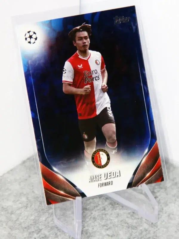 2023-24 Ayase Ueda #138 Topps UEFA Europa League Blue Inferno Refractor SN#123 - stand