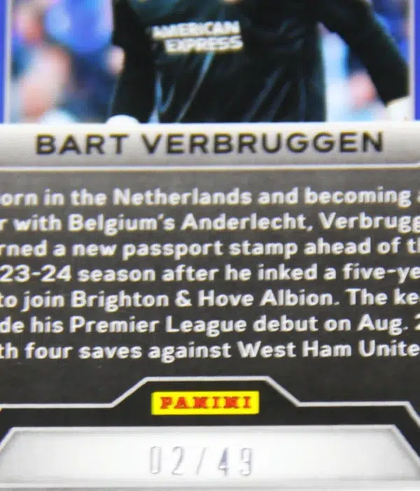 2023-24 Bart Verbruggen #102 Panini Prizm Premier League Breakaway Red Prizm SN#2 - detail