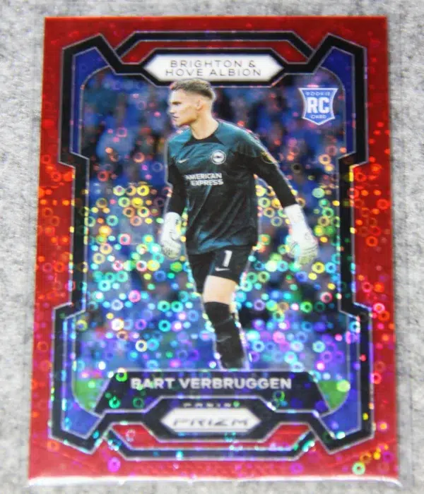 2023-24 Bart Verbruggen #102 Panini Prizm Premier League Breakaway Red Prizm SN#2 - front