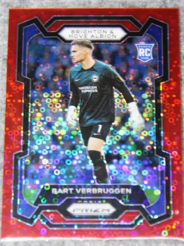 2023-24 Bart Verbruggen #102 Panini Prizm Premier League Breakaway Red Prizm SN#2 - front