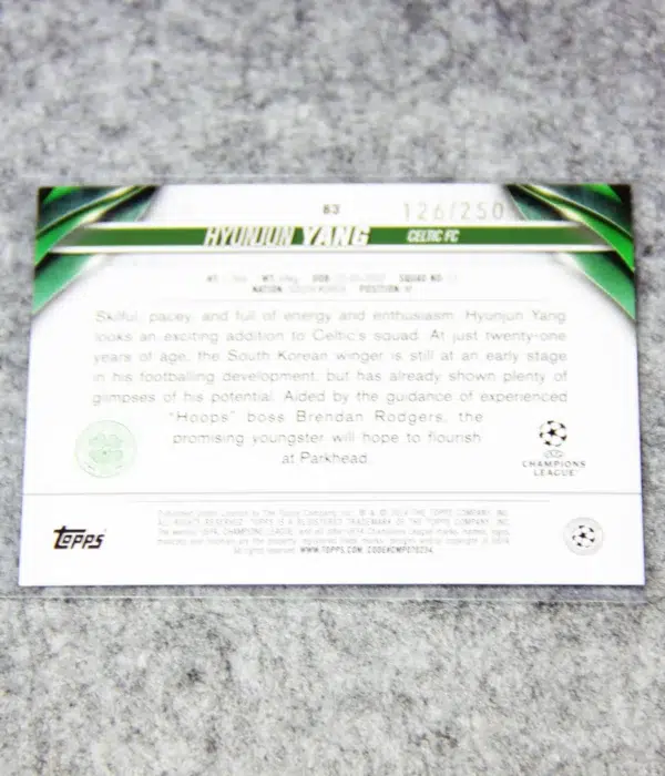 2023-24 Hyunjun Yang #83 Topps UEFA Club Competitions Pink Geometric Refractor SN#126 - back