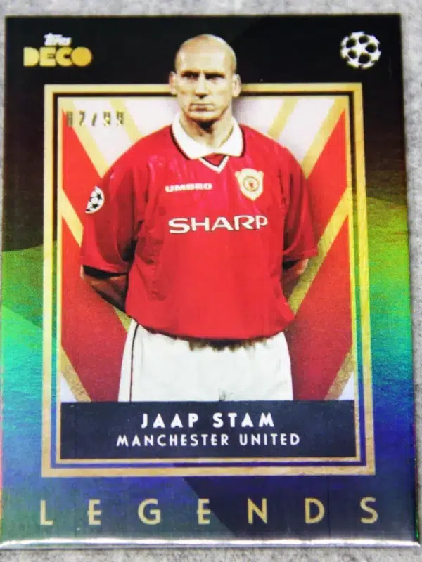 2023-24 Jaap Stam #JS Topps Deco UEFA Champions League Legends Green Refractor SN82 - front