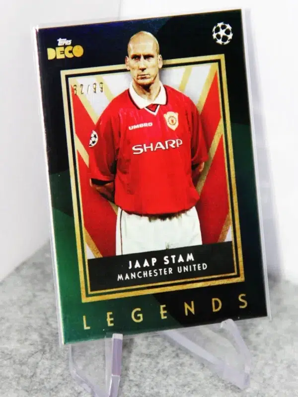 2023-24 Jaap Stam #JS Topps Deco UEFA Champions League Legends Green Refractor SN82 - stand